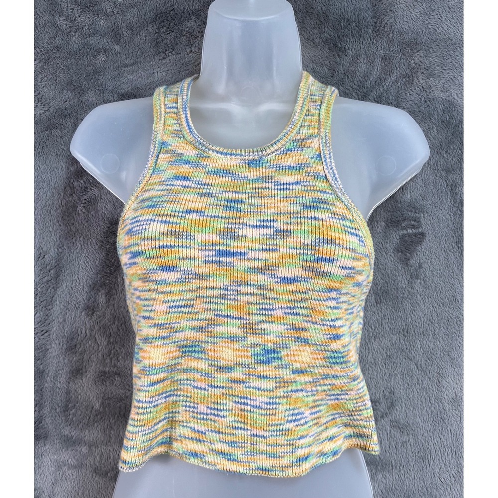 Ghanda Knit Crop Top Womens Small Space Dyed Racer Back Boho Festival